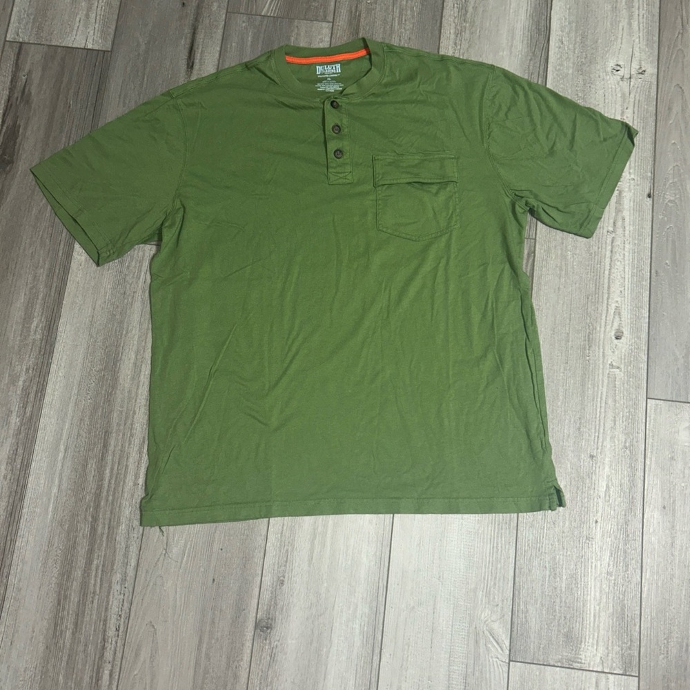 Duluth Trading Olive Green Short Sleeve Henley Shirt Pocket Men XL